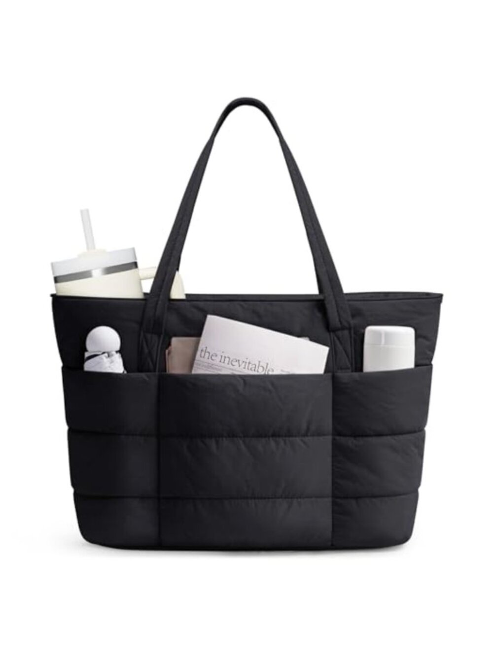 Nylon Quilted Puffer Tote Bag Lightweight Work Travel Laptop Bag
